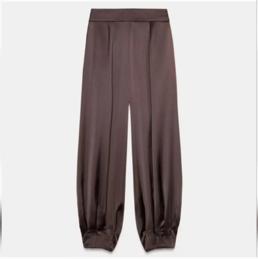 ZARA SATIN BALLOON PANTS BROWN SIZE XS